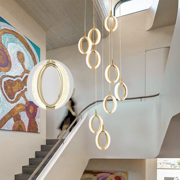 Lustre Anel de Ouro 40x150cm Good Iluminação GI-5242-9 - Imagem 2