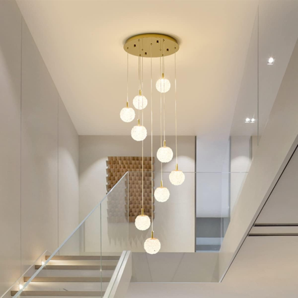 Lustre Bola de Ouro 40x150cm Good Iluminação GI-5245-9 - Imagem 2